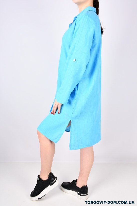 Платье женское (цв.голубой) ткань лён "LIVE STYLE" Размеры в наличии : 40, 42, 44, 46, 48 арт.1063