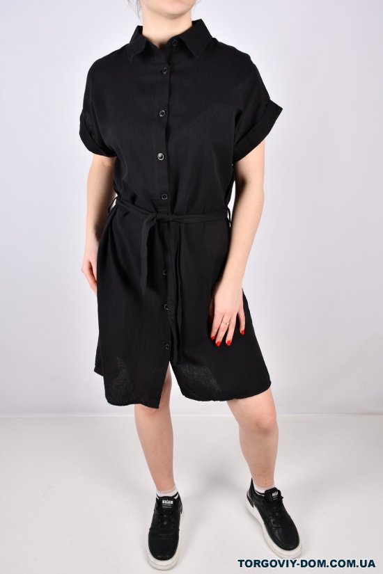 Платье женское (цв.черный) ткань лён "LIVE STYLE" Размеры в наличии : 42, 44, 46 арт.1068