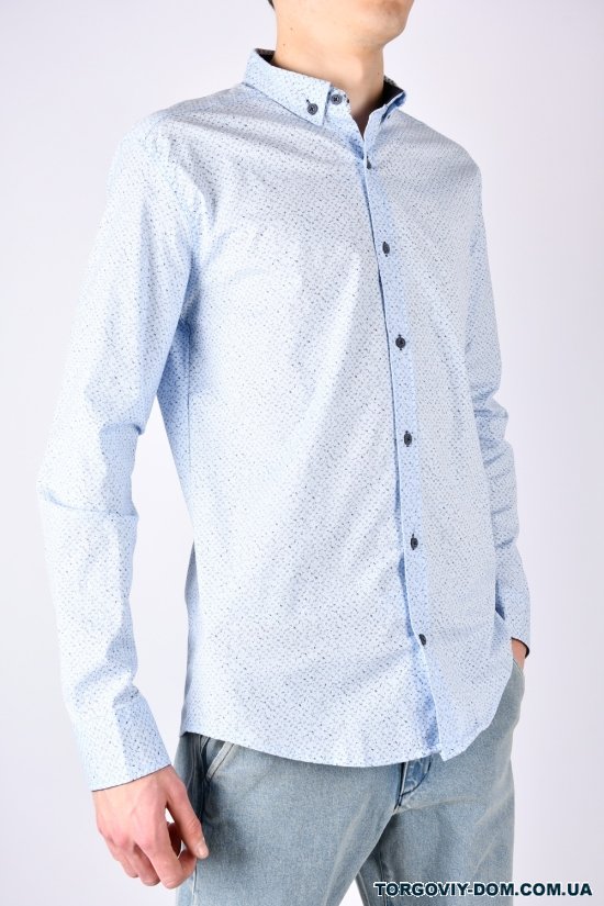 Рубашка мужская Slim Fit (цв.голубой) стрейчевая "G-PORT" Размеры в наличии : 46, 48, 50, 52, 54 арт.410