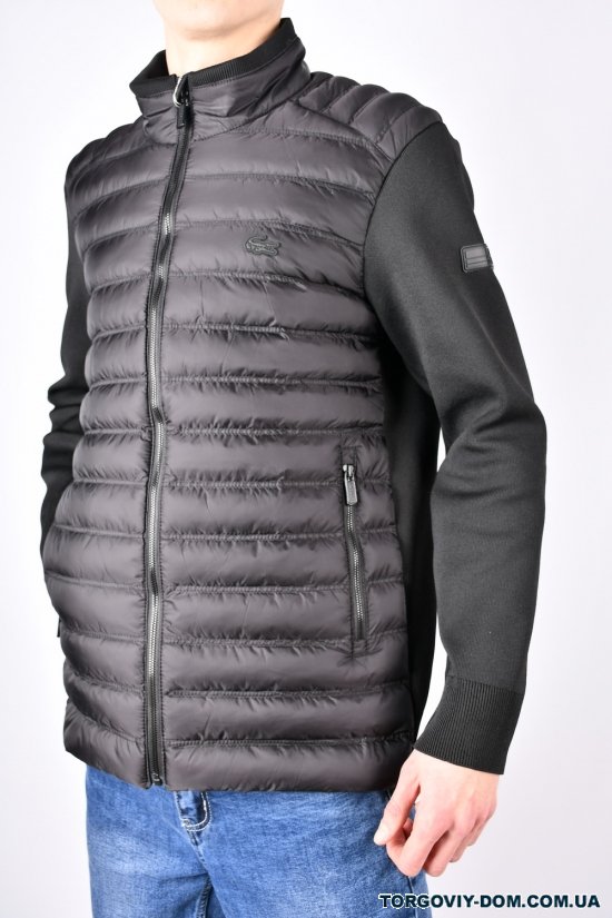 Куртка мужская тканевая (цв.черный) со вставками плащевки "Lacoste" Размеры в наличии : 48, 52, 54 арт.1341