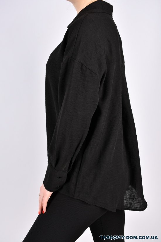 Рубашка женская (цв.черный) "ENISSE" (состав 100% Cotton) модель OVER SIZE Размеры в наличии : 46, 48, 50, 52 арт.752539