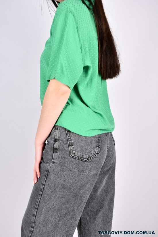 Рубашка женская (цв.зеленый) "ENISSE" (состав 100% Viscose) модель OVER SIZE Размеры в наличии : 44, 46, 48, 50, 52 арт.752546