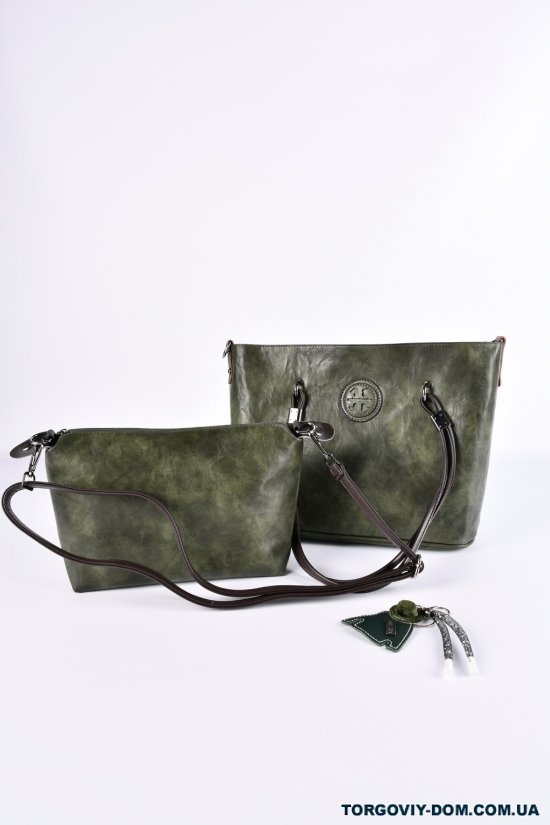 Сумка жіноча (кол. зелений) сумка через плече з натуральної шкіри розмір 38/27/13см арт.3002-1