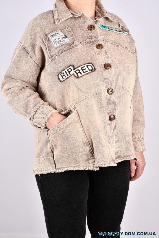 Куртка жіноча (кол. капучино) тканина бавовна "ANGORA" Розмір в наявності : 52 арт.S8103
