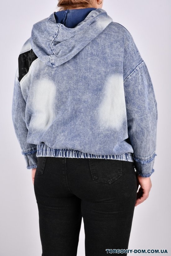 Куртка женская (цв.джинс) ткань коттон (модель OVERSIZE) "ANGORA" Размеры в наличии : 48, 50, 52, 54 арт.S9619