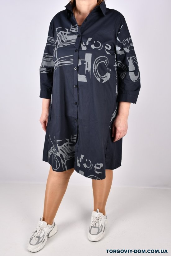 Платье-рубашка женская (цв.чёрный) котоновое "ANGORA" Размеры в наличии : 48, 50, 52, 54 арт.6071