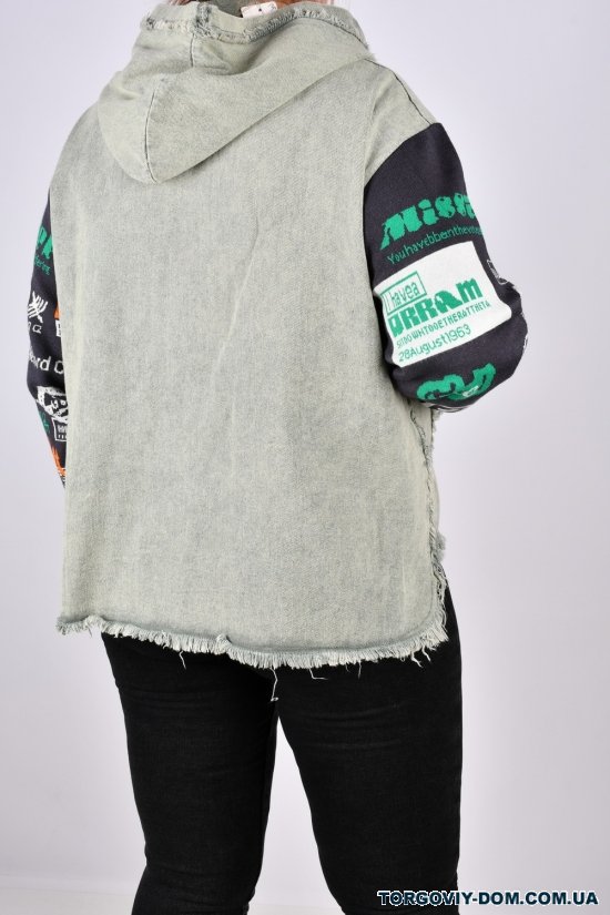 Куртка жіноча (кол. м'яти) тканина котон (модель OVERSIZE) "ANGORA" Розміри в наявності : 50, 54, 56 арт.617