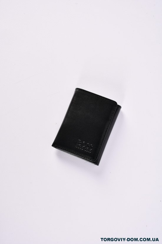Гаманець чоловічий із натуральної шкіри (кол. чорний) розмір 11/7см "Hugo Boss" арт.1225