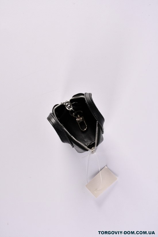 Ключница женская кожаная (цв.серый/черный) размер 6/10 см  арт.333