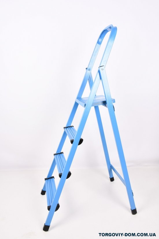 Стремянка металлическая 4 ступеньки (цв.синий) рабочая высота 300см вес 5кг арт.404