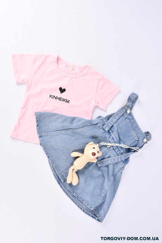 Сарафан джинсовий та футболка для дівчинки Зріст в наявності : 98, 104, 110, 122 арт.X026