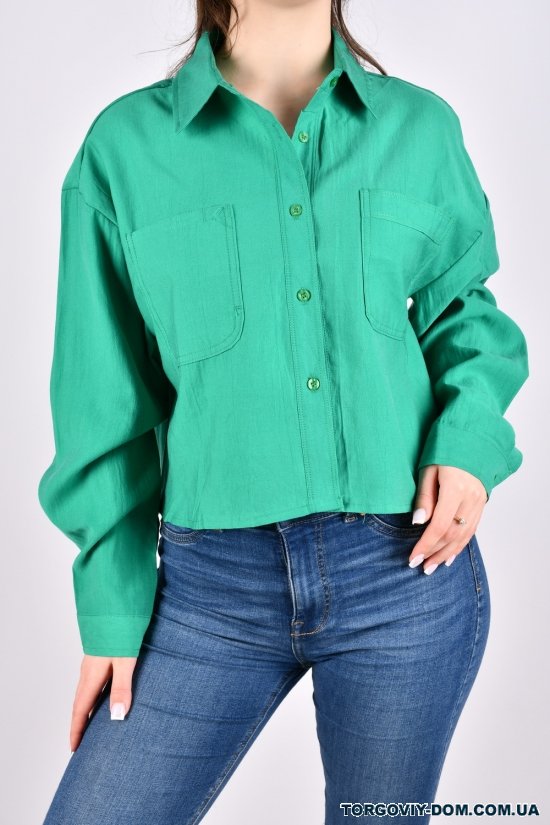 Рубашка женская (цв.зеленый) "QIANZHIDU" модель OVERSIZE Размеры в наличии : 42, 44, 46, 48, 50 арт.EC17052350