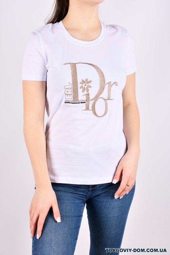 Футболка женская (цв.белый) "Christian Dior" (93% cotton, 7% lycra) Размеры в наличии : 42, 44, 48 арт.BYN-196