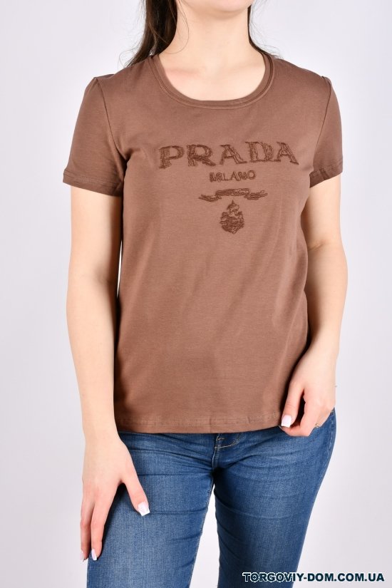 Футболка жіноча (кол. коричневий) "Prada" (93% cotton, 7% lycra) Розміри в наявності : 42, 44, 46 арт.BYN-218