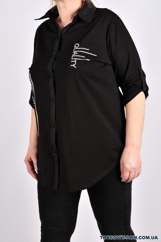 Рубашка женская (цв.черный) стрейчевая "ANGORA" Размеры в наличии : 48, 50, 52 арт.699
