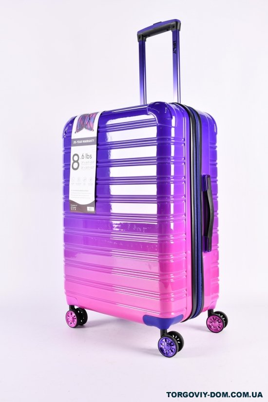 Чемодан (цв.фиолетовый/розовый) 4 колеса пластиковый №3/2 средний (размер 58/47/28 см) арт.9-H486FT-28