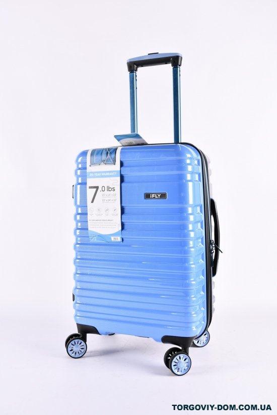 Чемодан (цв.голубой/синий) 4 колеса пластиковый №3/1 маленький (размер 50/35/23 см) арт.9-H477VV-28