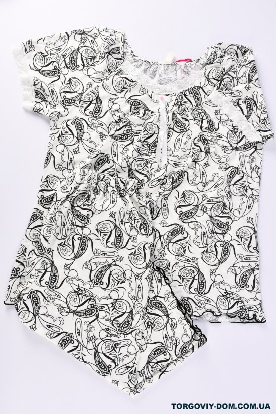 Жіноча піжама (кол. білий/чорний) трикотажна Розміри в наявності : 54, 56, 58, 60, 62 арт.309-2