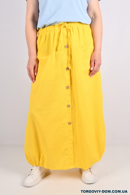 Спідниця жіноча кол. жовтий (тканина льон) "QIANZHIDU" Розміри в наявності : 52, 54 арт.D153517C7