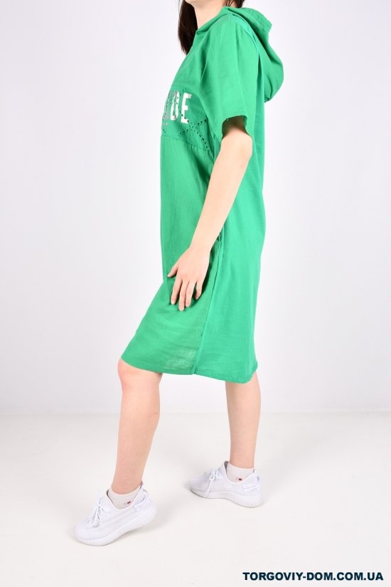 Платье женское цв.зеленый (ткань трикотаж/лен) "QIANZHIDU" Размеры в наличии : 44, 46, 48, 50 арт.E235303