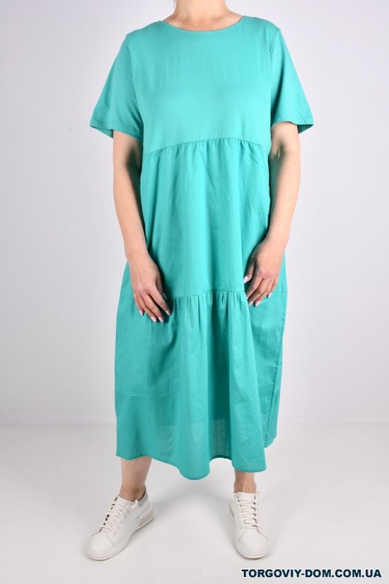 Платье женское трикотажное (цв.бирюзовый) "QIANZHIDU" Размеры в наличии : 48, 52, 54 арт.CL31553050