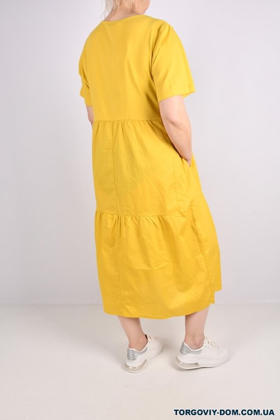 Платье женское трикотажное (цв.горчичный) "QIANZHIDU" Размер в наличии : 54 арт.CL31553050