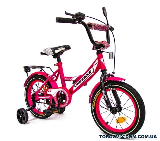 Велосипед детский 2-х колёсный 14" (цв.розовый) рама сталь "LIKE2BIKE SKY" арт.241401