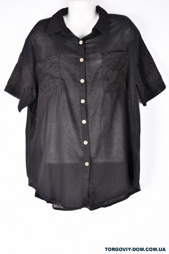 Рубашка женская (цв.черный) ткань лен Размеры в наличии : 50, 52, 54, 56, 58 арт.DC35053564