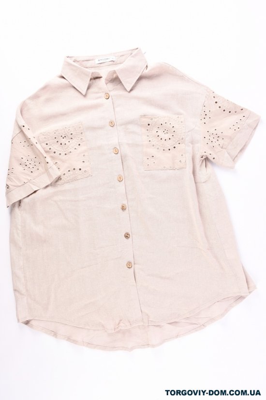 Рубашка женская (цв.капучино) ткань лен Размеры в наличии : 50, 52, 54, 56, 58 арт.DC35053564