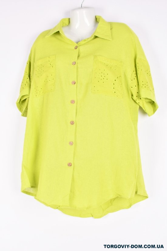 Рубашка женская (цв.салатовый) ткань лен Размеры в наличии : 50, 52, 54, 56, 58 арт.DC35053564