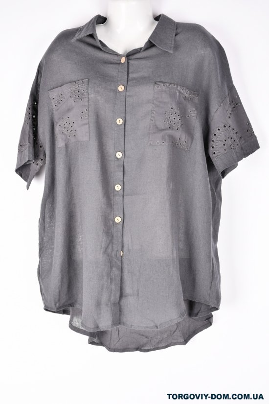 Рубашка женская (цв.графитовый) ткань лен Размеры в наличии : 50, 52, 54, 56, 58 арт.DC35053564
