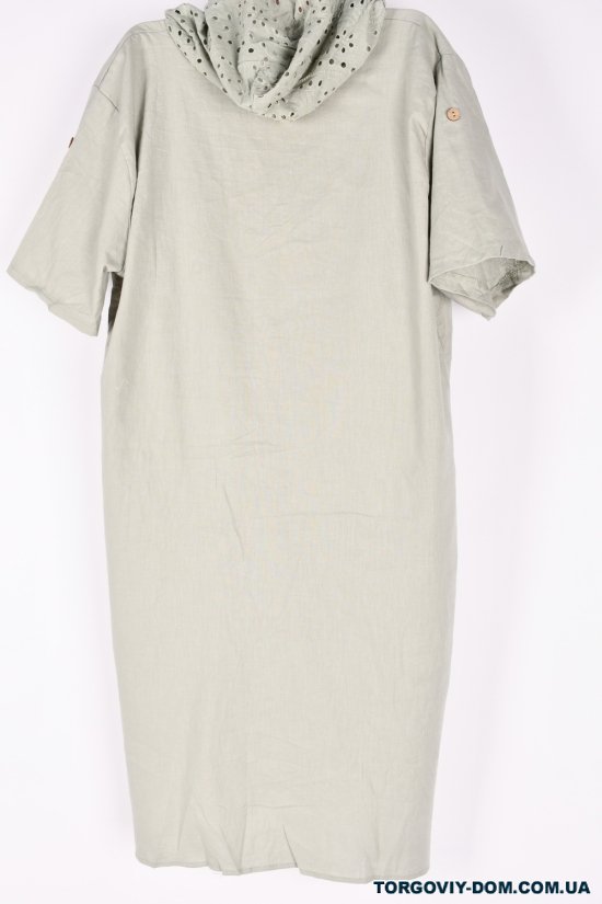 Платье женское (цв.мяты)(ткань лен) "QIANZHIDU" Размеры в наличии : 50, 52, 54, 56 арт.DL35153545