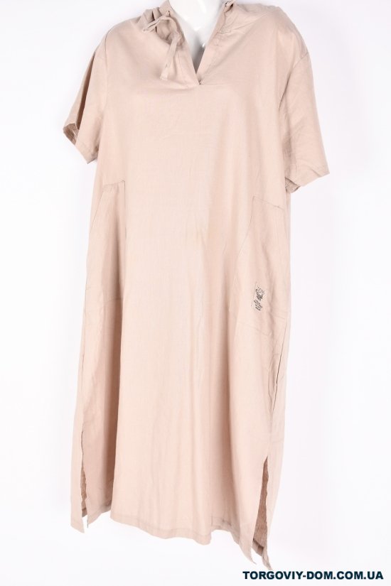 Сукня жіноча (кол. капучино) (тканина льон) "QIANZHIDU" Розміри в наявності : 50, 52, 54, 56 арт.DL35153546