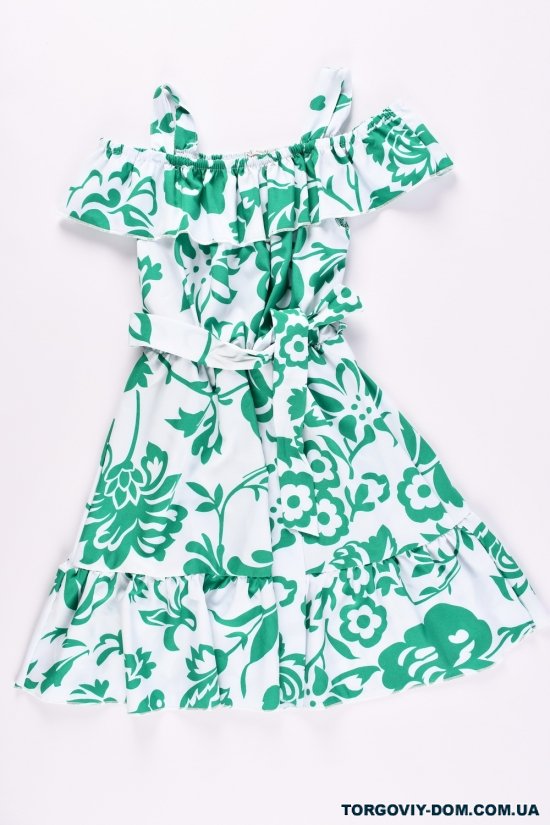 Платье для девочки (цв. белый/зелёный) Рост в наличии : 128, 146 арт.661