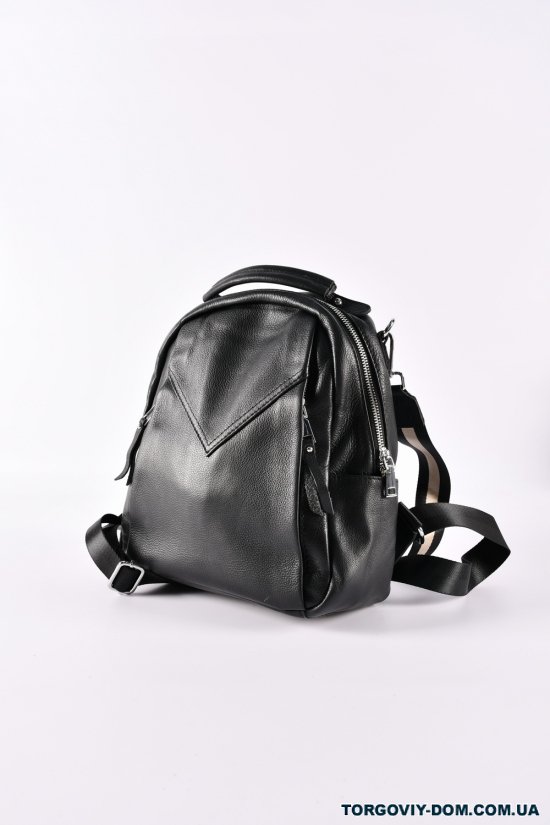 Рюкзак женский (цв.чёрный) из натуральной кожи размер 23/28/11см. арт.78908-9