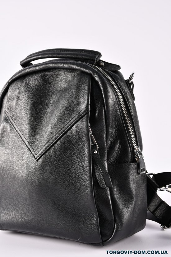 Рюкзак женский (цв.чёрный) из натуральной кожи размер 23/28/11см. арт.78908-9