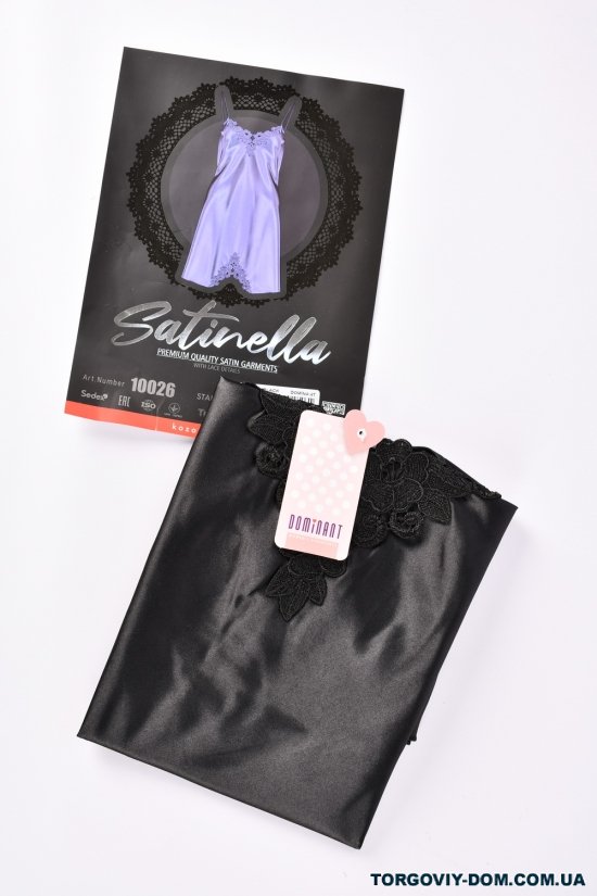 Ночная рубашка (color Black) женская атласная размер 42-44 Satinela арт.10026