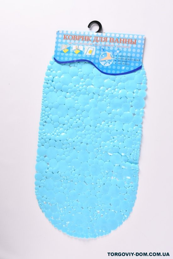 Коврик в ванную(цв.голубой) силиконовый на присосках размер 65/34см арт.MF1605