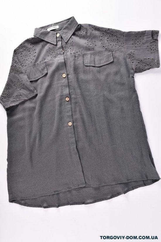 Сорочка жіноча (кол. графітовий) тканина льон Розмір в наявності : 52 арт.DC35053565