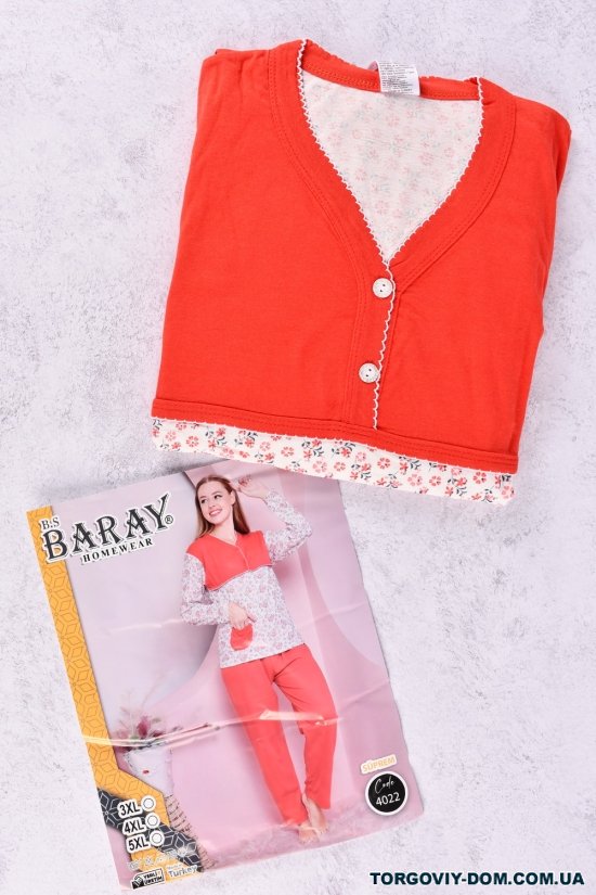 Пижама женская трикотажная (цв.красный) "BARAY" (100% COTTON) Размеры в наличии : 52, 54, 56 арт.4022