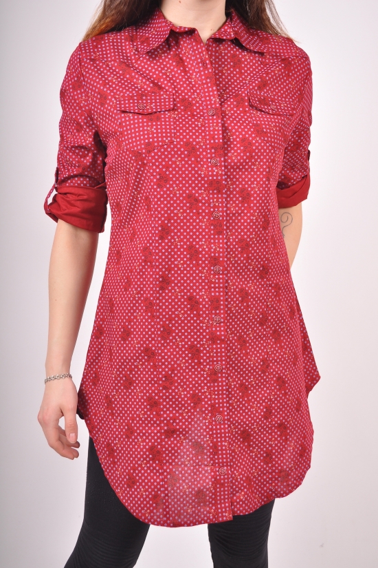 Рубашка женская (цв.бордовый) Madoy (Cotton 70%,Elastane 4%,Nylon 26%) Размеры в наличии : 44, 46, 48, 50 арт.3029