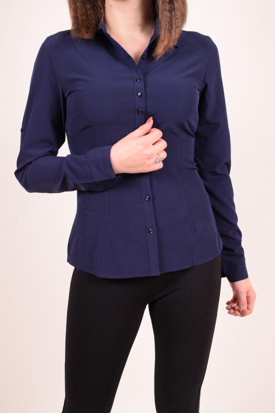Рубашка женская стрейчевая (цв.т.синий) BASE cotton 100 % Размеры в наличии : 40, 42, 44, 46, 48 арт.A1487