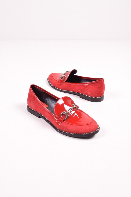 Туфлі жіночі із натуральної замші комбіновані (кол. червоний) TOTO Family Розміри в наявності : 36, 37, 38, 39, 40, 41 арт.0508