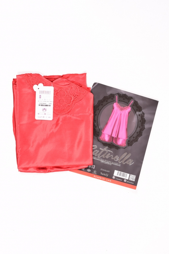 Комплект атласний (кол. Червоний) майка тонка бретель шорти "DEEP Sleep" розмір 42-44 арт.12013
