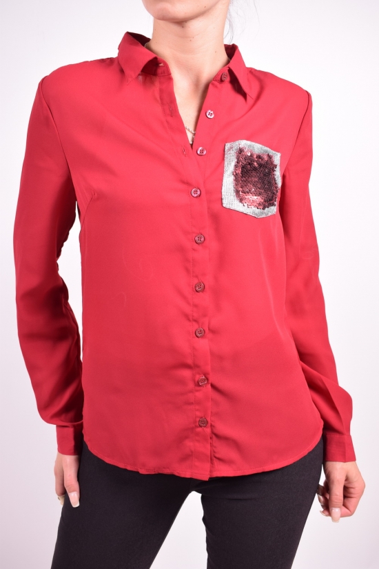Блуза жіноча (кол. Бордовий) шифонова Qianzhidu Розміри в наявності : 40, 42, 44, 46, 48 арт.50527