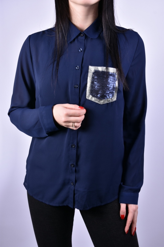 Блуза жіноча (кол. Т / синій) шифонова Qianzhidu Розміри в наявності : 42, 46, 48 арт.50527