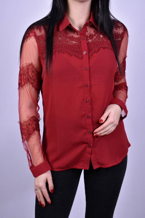 Блуза жіноча (кол. Бордовий) шифонова Qianzhidu Розмір в наявності : 44 арт.50523