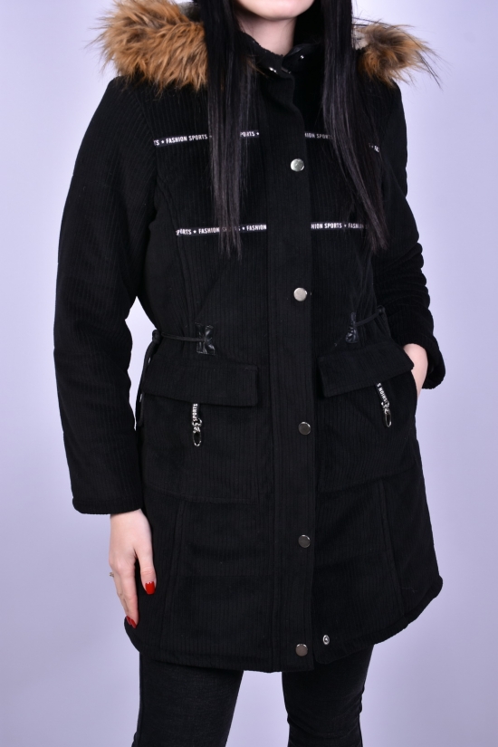 Куртка парка женская велюровая (цв.черный) демисезонная GREMONA Размер в наличии : 42 арт.3354