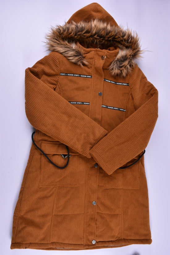 Куртка парка женская велюровая (цв.горчичный) демисезонная GREMONA Размеры в наличии : 42, 44, 46, 48, 50 арт.3354