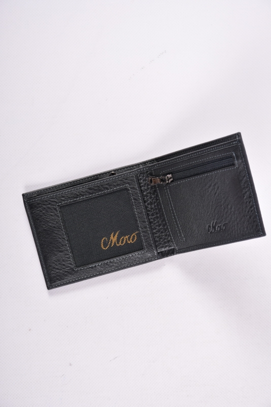 Кошелёк мужской кожаный размер 11/9 см (цв.чёрный) "Moro" арт.208S